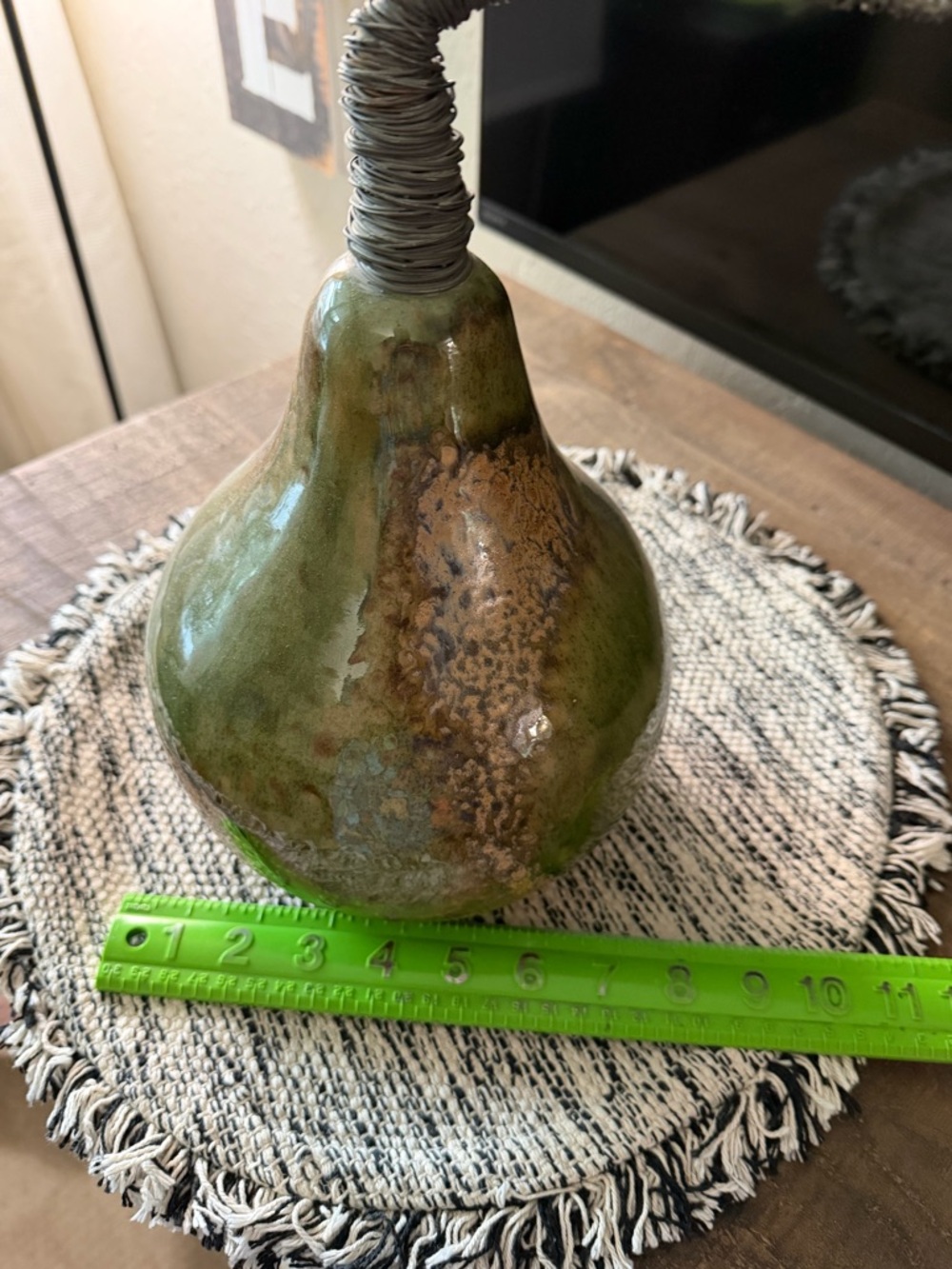 Pier 1 Ceramic Pear in Green and Gold
